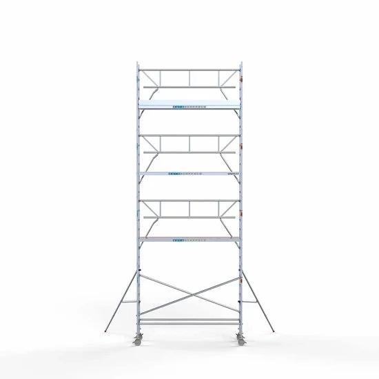 Alumīnija tornis 75х305 cm 9,2m darba augstums* ar oglekļa platformu + salokāmas margas no 1 puses Alumīnija tornis 75х305 cm 9,2m darba augstums* ar oglekļa platformu + salokāmas margas no 1 puses