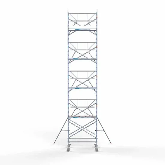 Alumīnija tornis 135х190 cm cm 10,2m darba augstums* ar oglekļa platformu + salokāmas margas no 1 puses Alumīnija tornis 135х190 cm cm 10,2m darba augstums* ar oglekļa platformu + salokāmas margas no 1 puses