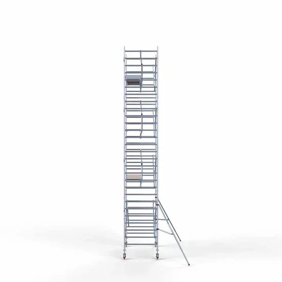 Alumīnija tornis 135х250 cm 9,2m darba augstums* ar oglekļa platformu + salokāmas margas no 1 puses Alumīnija tornis 135х250 cm 9,2m darba augstums* ar oglekļa platformu + salokāmas margas no 1 puses