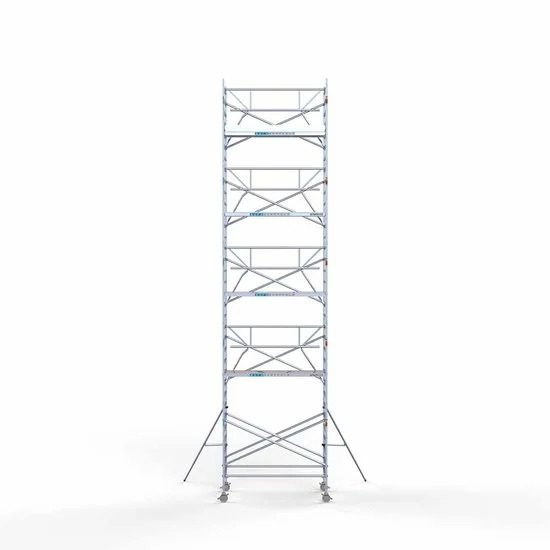 Alumīnija tornis 135х250 cm 11,2m darba augstums* salokāmas margas no 1 puses Alumīnija tornis 135х250 cm 11,2m darba augstums* salokāmas margas no 1 puses