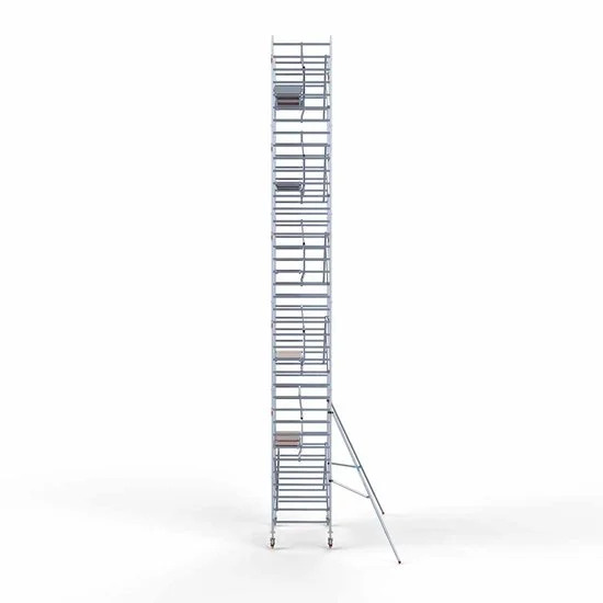 Alumīnija tornis 135х250 cm 12,2m darba augstums* ar oglekļa platformu + salokāmas margas no 1 puses Alumīnija tornis 135х250 cm 12,2m darba augstums* ar oglekļa platformu + salokāmas margas no 1 puses