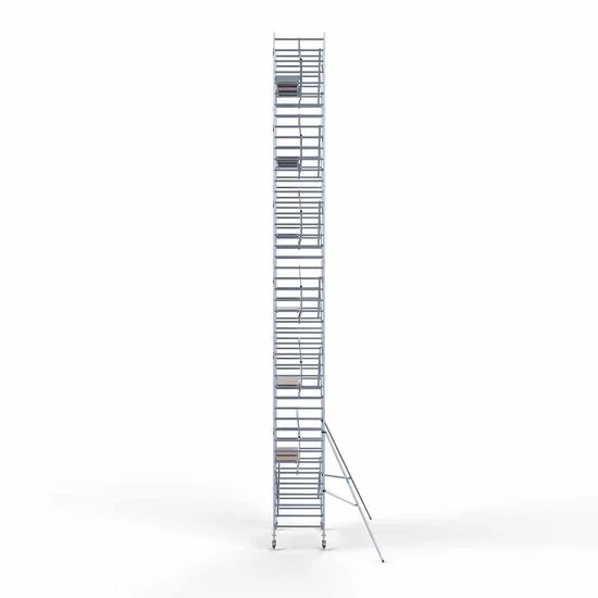 Alumīnija tornis 135х250 cm 14,2m darba augstums* ar oglekļa platformu + salokāmas margas no 1 puses Alumīnija tornis 135х250 cm 14,2m darba augstums* ar oglekļa platformu + salokāmas margas no 1 puses