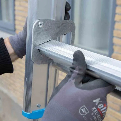 Двухсекционная широкая лестница 2x12 + фасадные ролики